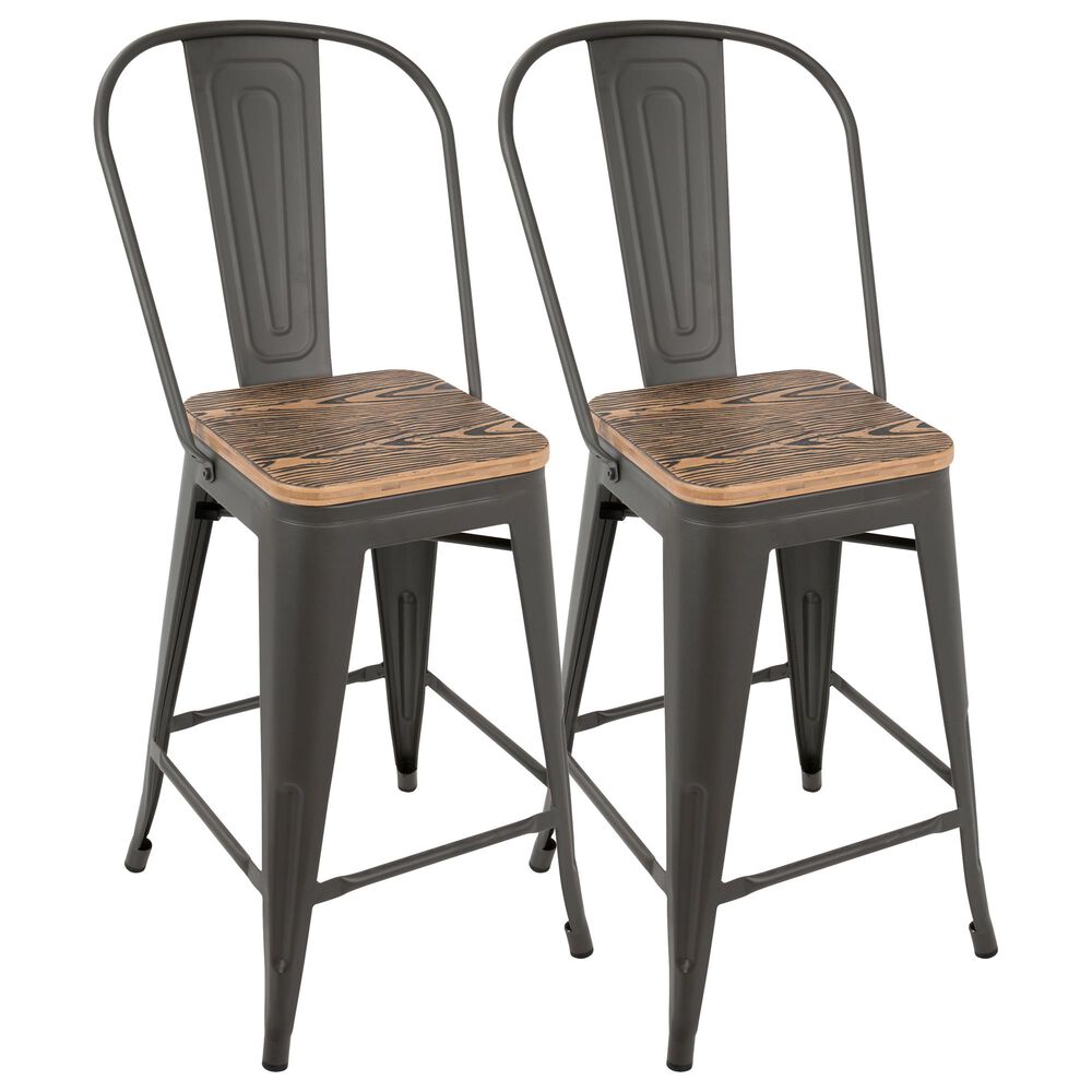 Lumisource Oregon Counter Stool in Grey/Brown (Set of 2), , large