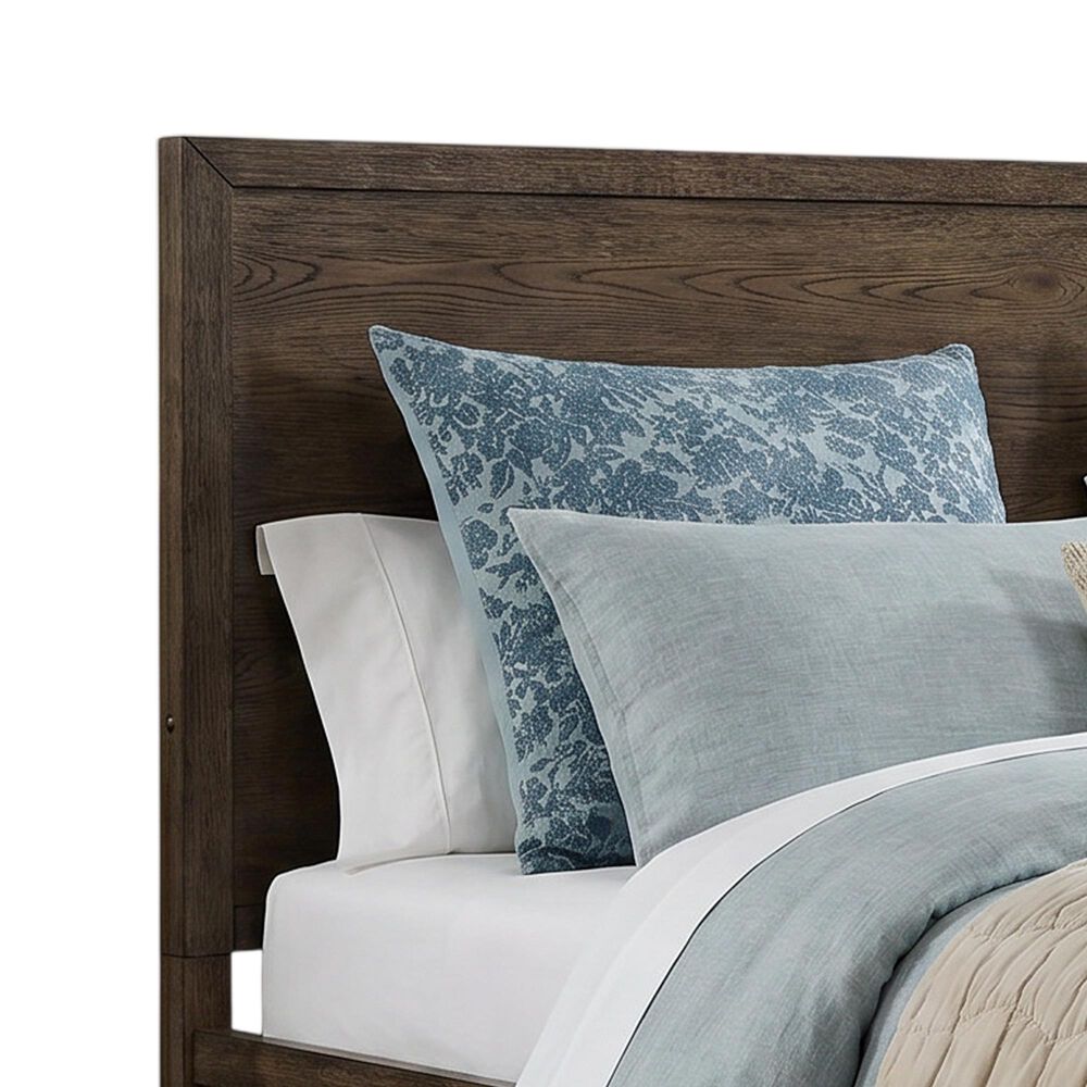 Hawthorne Furniture Norwich King Panel Bed with LED Lighting in Dark Rustic Oak, , large