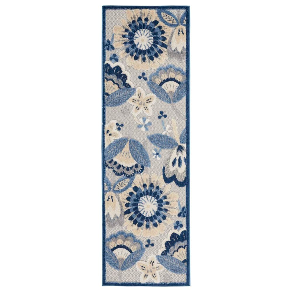 Nourison Aloha ALH25 2"3" x 8" Blue and Grey Indoor/Outdoor Runner, , large