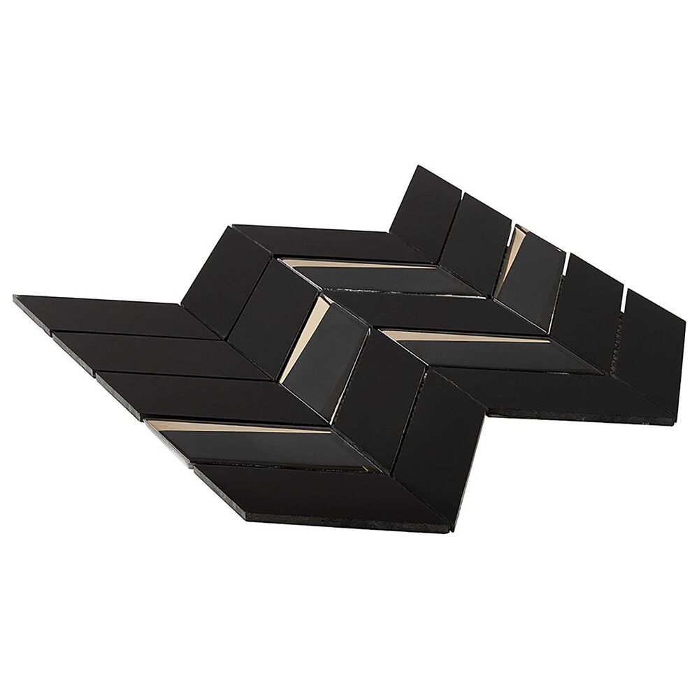 Soho Studio Giazza Portoro Black 4&quot; x 8&quot; on 10&quot; x 13&quot; Marble and Glass Mosaic Sheet, , large
