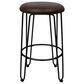 Armen Living Leo Counter Stool with Rustic Brown Upholstery in Matte Black, , large