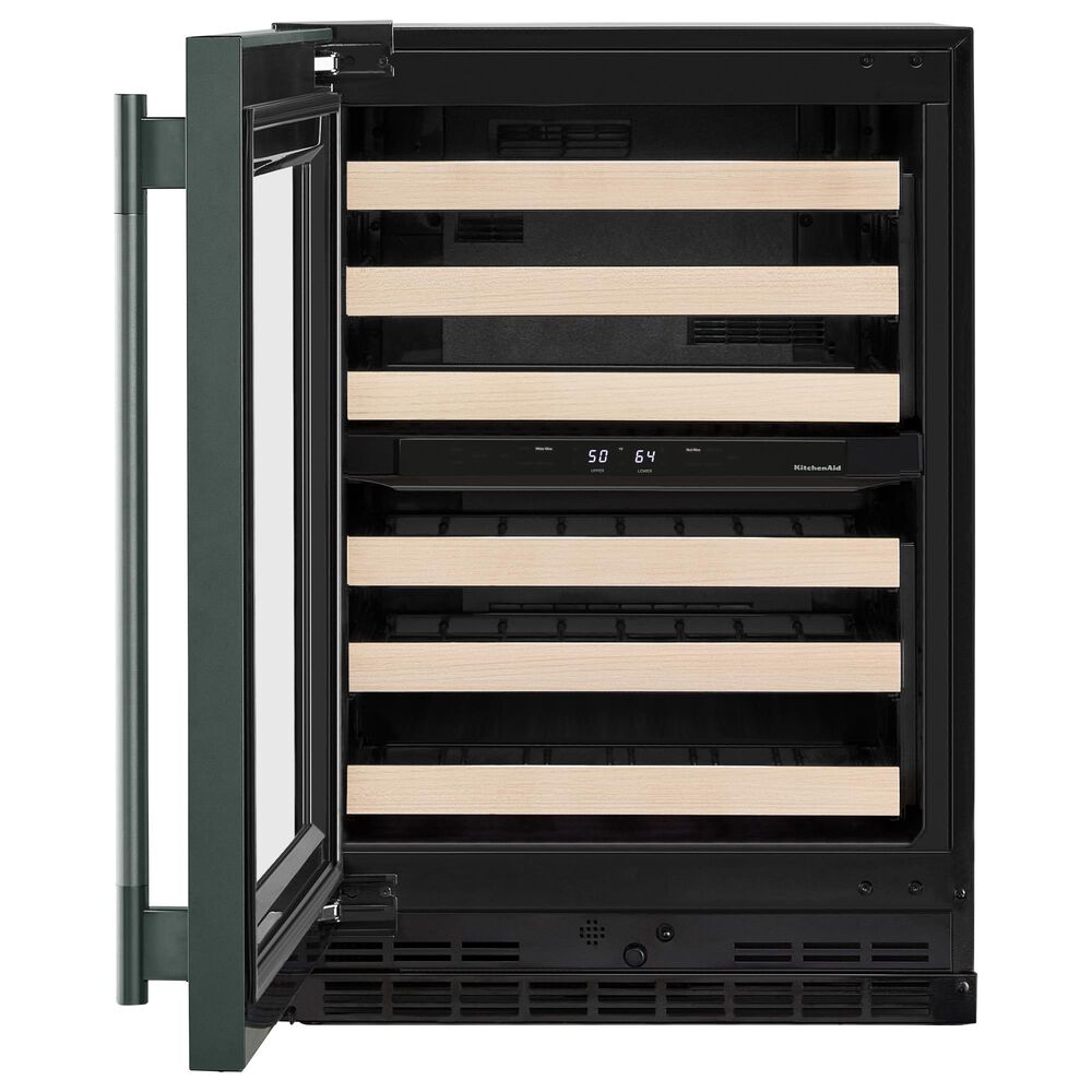 KitchenAid 24&quot; Undercounter Wine Cellar with Full-Extension Wood-Front Racks and Left Hinge in Juniper Green, , large