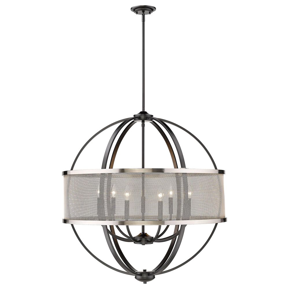 Golden Lighting Colson 9-Light Chandelier with Pewter Mesh Shade in Matte Black, , large