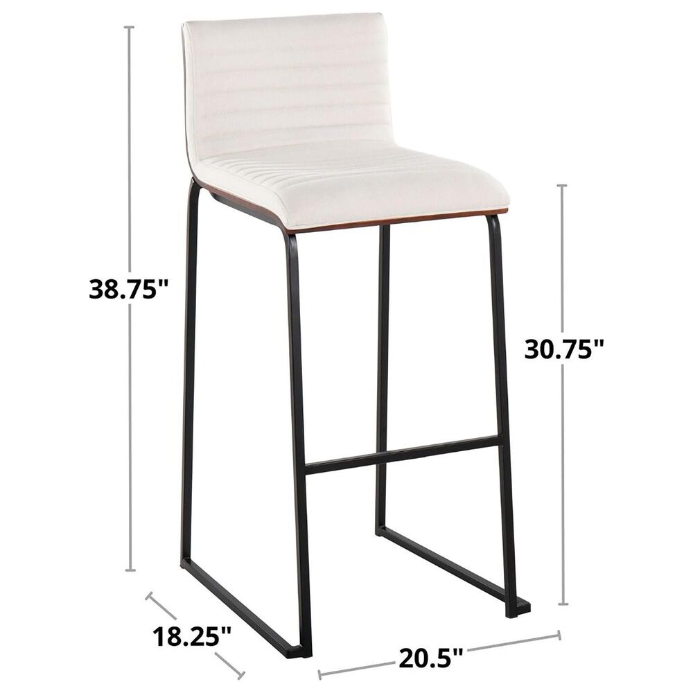 LumiSource Mason Mara Barstool with White Cushion in Gold and Walnut (Set of 2), , large