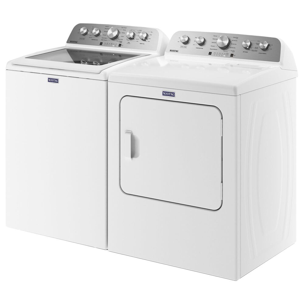 Maytag 4.8 cu ft Top Loading Impeller Washer with Extra Power and 7.0 cu ft Electric Dryer with Steam in White, , large