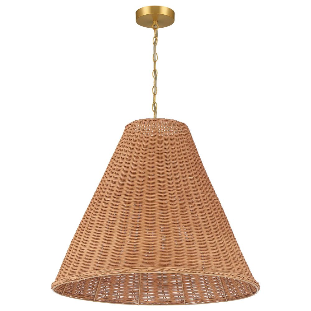 Creative Coop Rosemary 1-Light Large Pendant with Natural Shade, , large