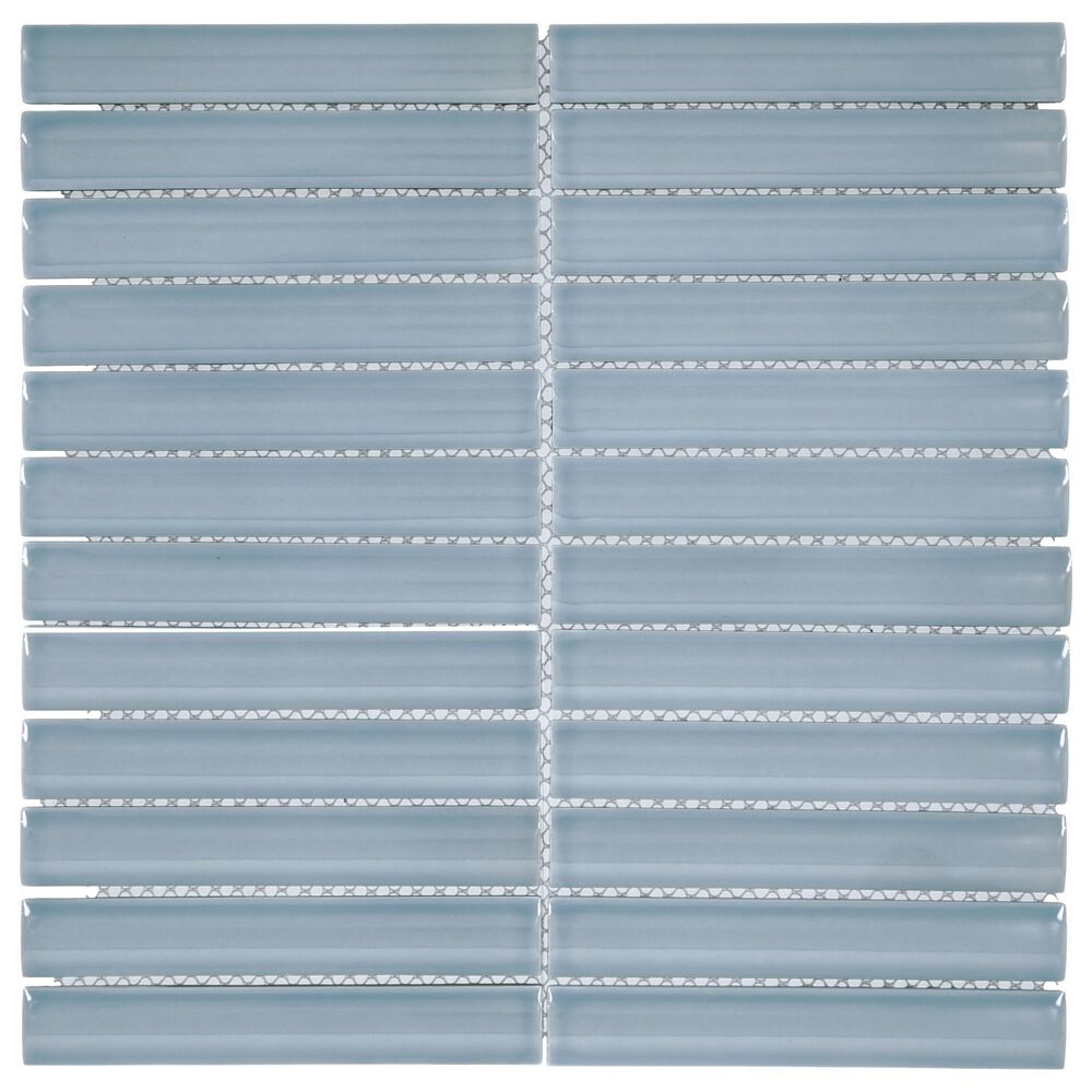 Dal-Tile Artefino Vintage Celestite 2" x 6" Fish Scale on 12" x 13" Porcelain Mosaic Sheet, , large