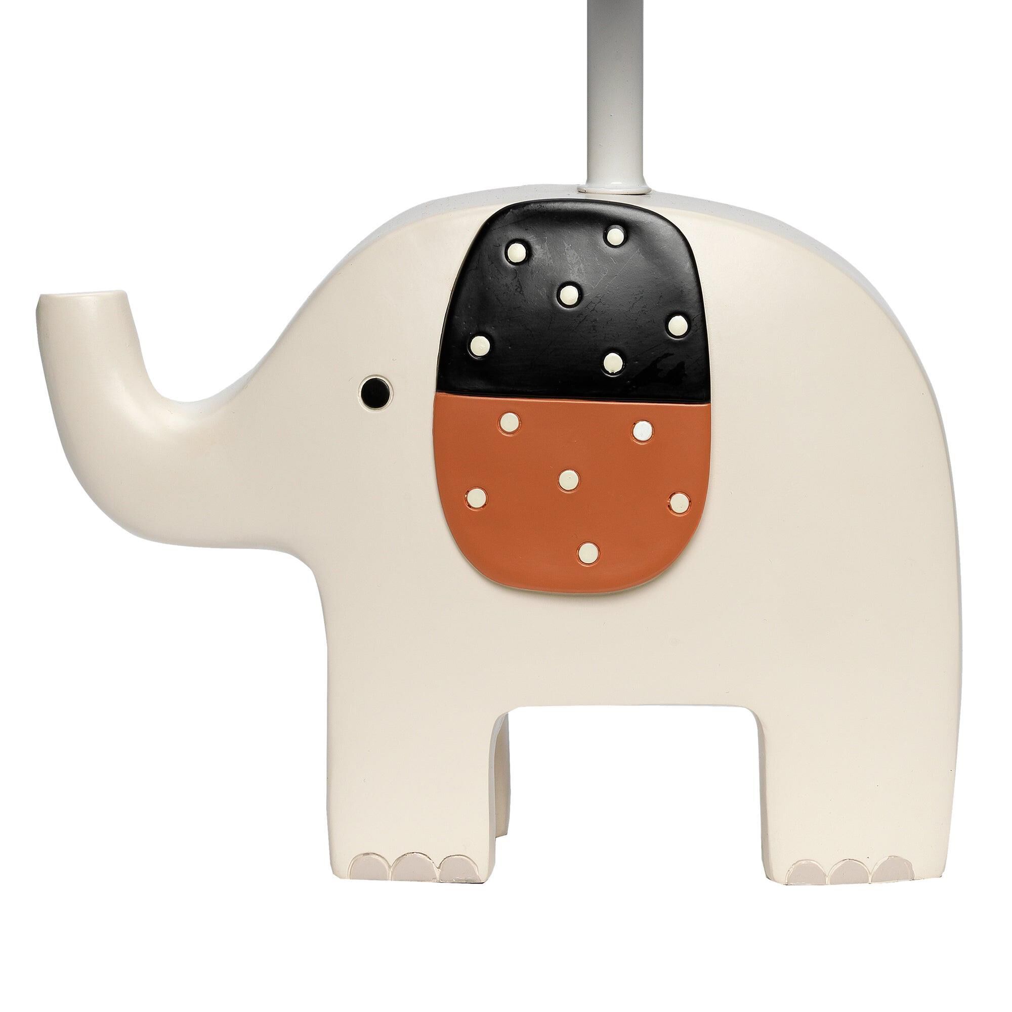 Lambs and Ivy Patchwork Jungle Elephant Lamp with Bulb in Cream NFM