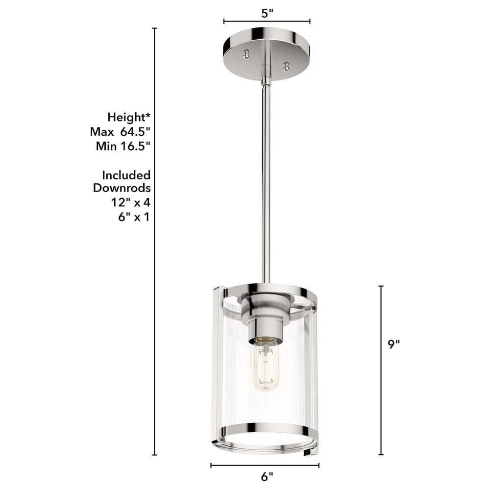 Hunter Astwood 1-Light Mini Pendant in Polished Nickel, , large