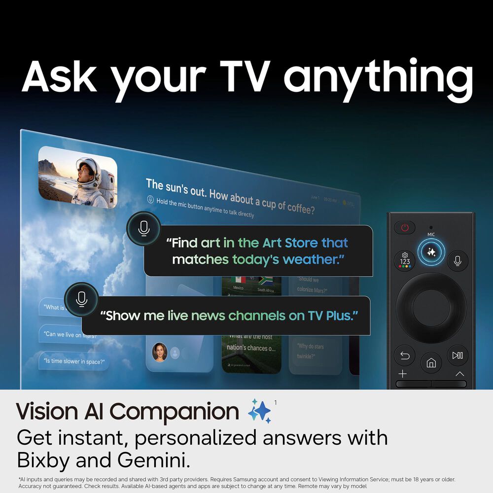 Samsung 50" U8000H Series Crystal UHD 4K Vision AI in Black - Smart Tizen TV (2026), , large