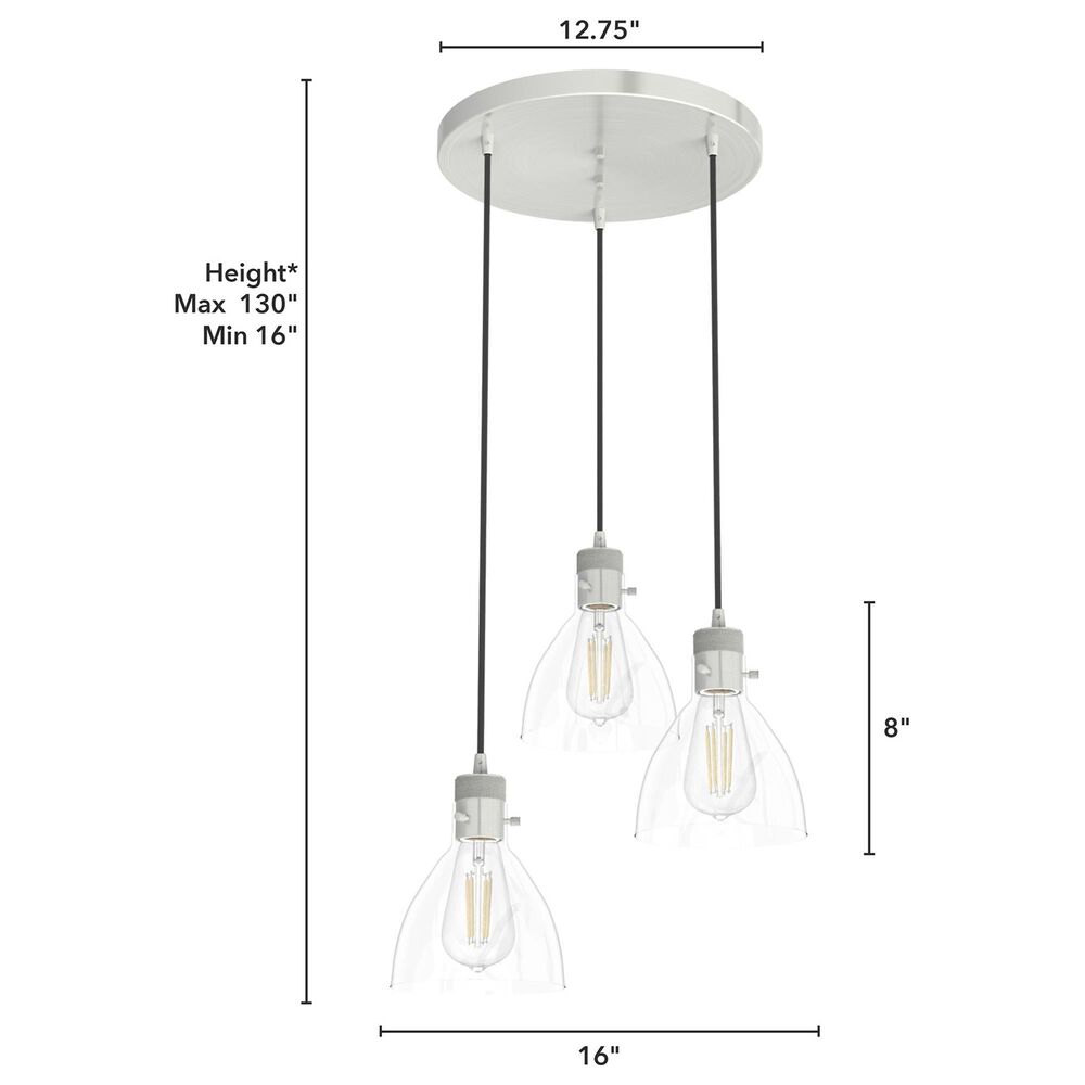Hunter Van Nuys 3-Light Round Cluster in Brushed Nickel, , large