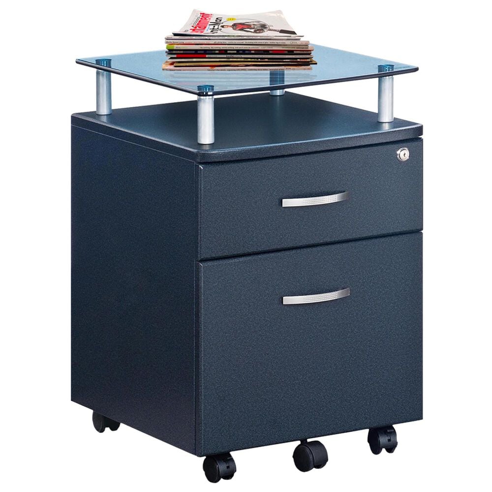 Rta Products Rolling File Cabinet with Glass Top in Graphite, , large
