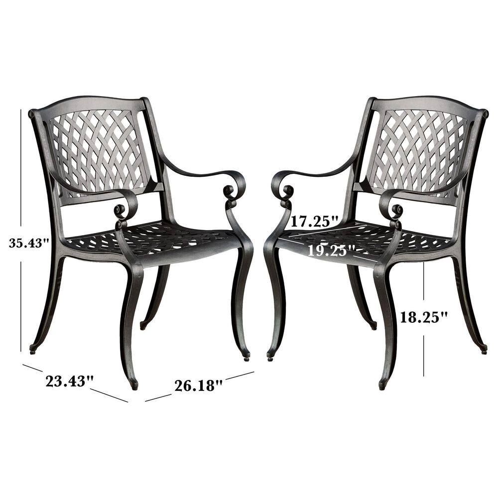 Hearth and Haven Cayman Outdoor Dining Chair in Black &#40;Set of 2&#41;, , large