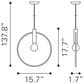 Zuo Modern Irenza Ceiling Lamp in Brass, , large