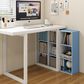 HOMLUX 3-Tier Bookcase with Decorative Open Shelves in White and Light Blue, , large