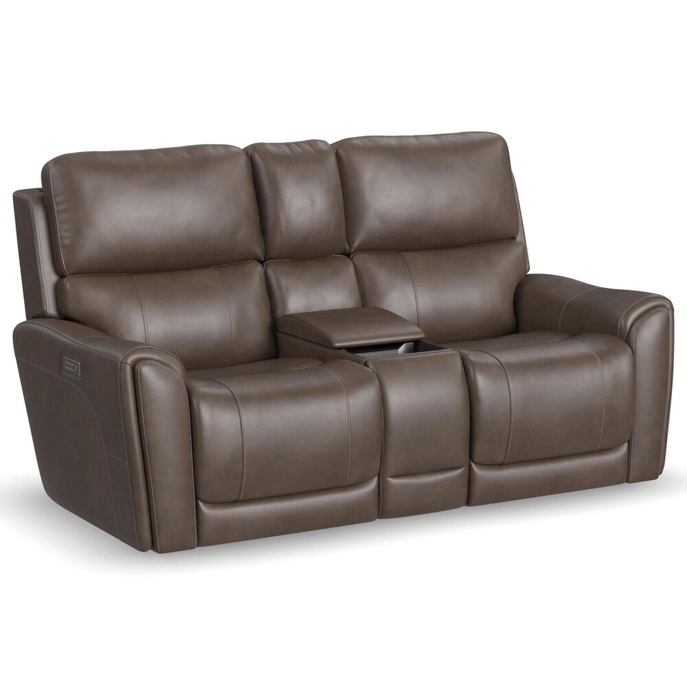 Flexsteel Carter Power Reclining Sofa and Loveseat Set in Cappuccino Brown, , large