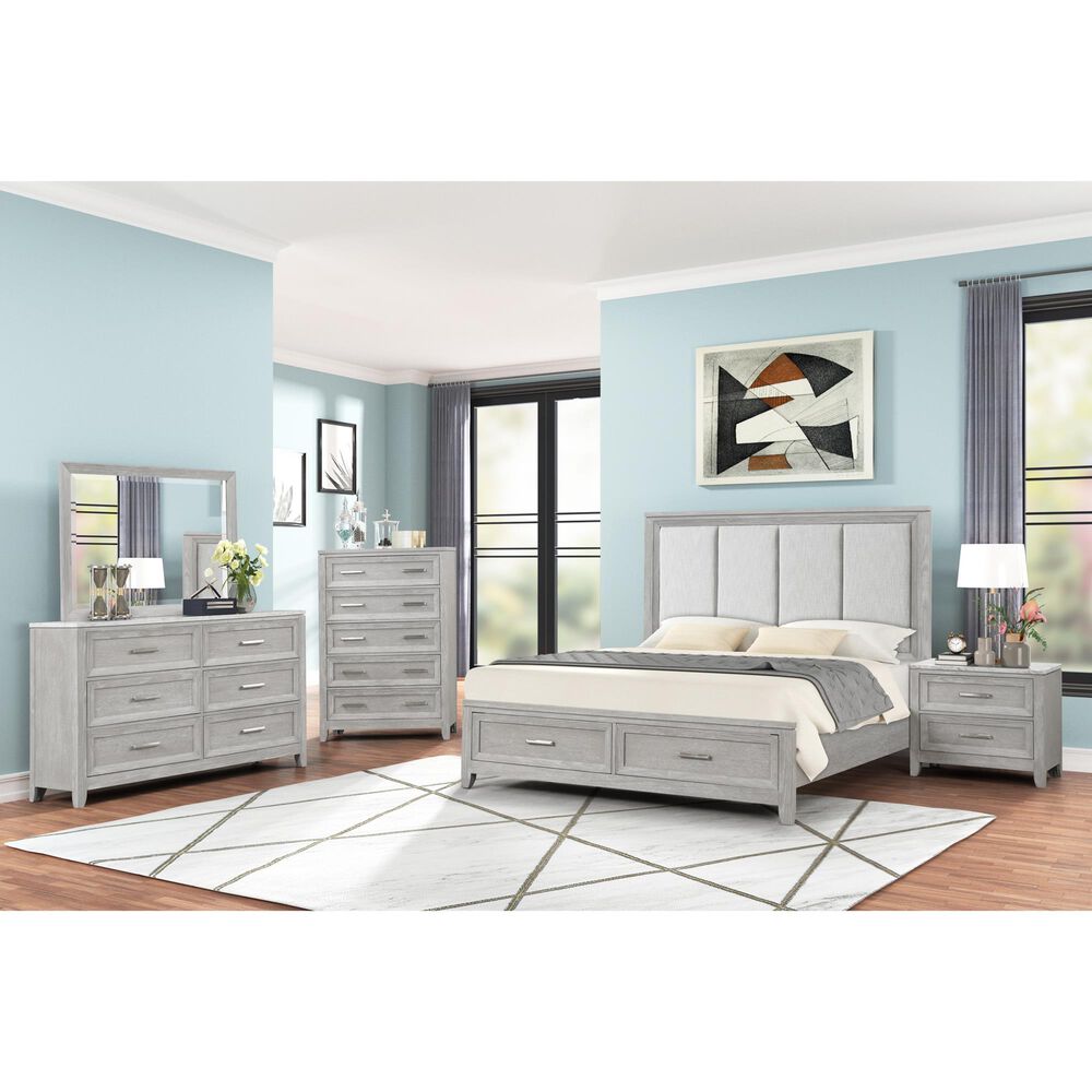 New Heritage Design Fiona 4-Piece Queen Bedroom Set in Mist Gray, , large