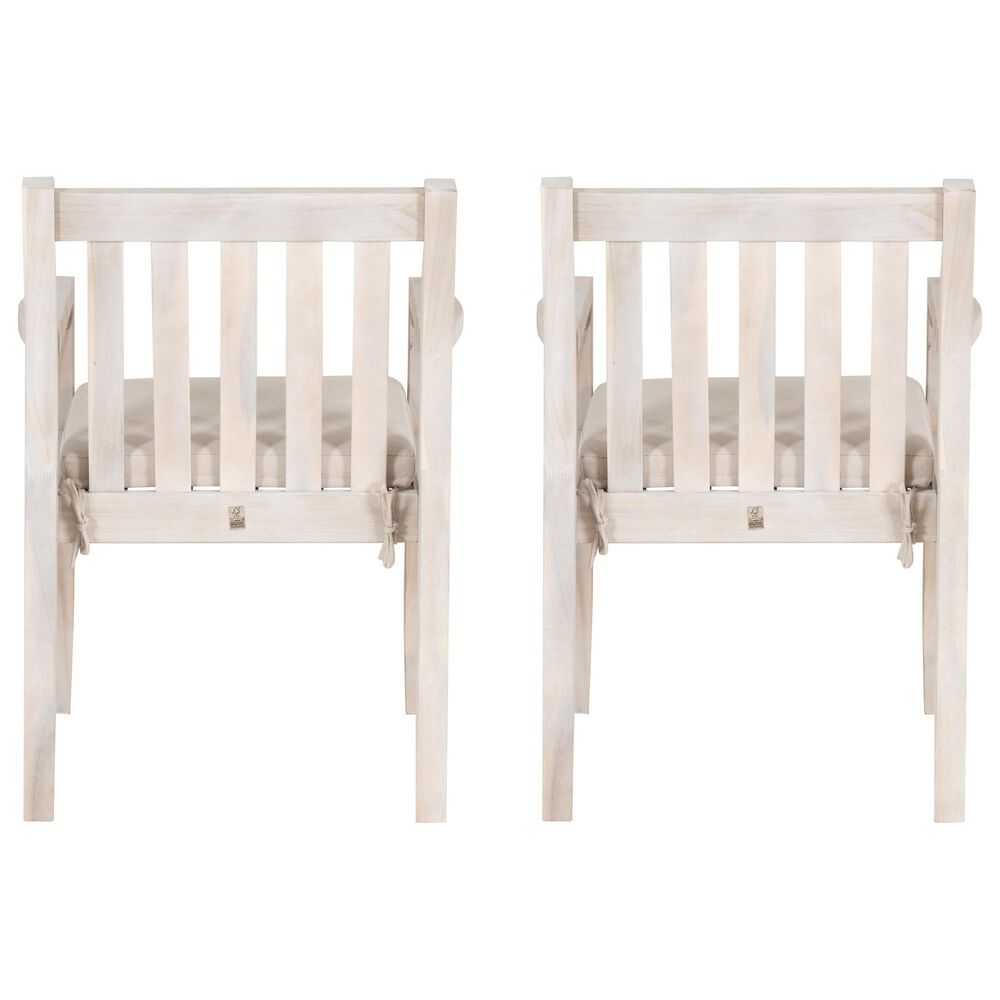 Linon Home Decor Teagon Patio Arm Chair with Beige Cushion in Natural (Set of 2), , large