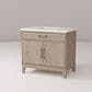 Lexora Home Laurel 36" Single Bathroom Vanity in Grey Oak with White Quartz Top and Rectangular Sink, , large