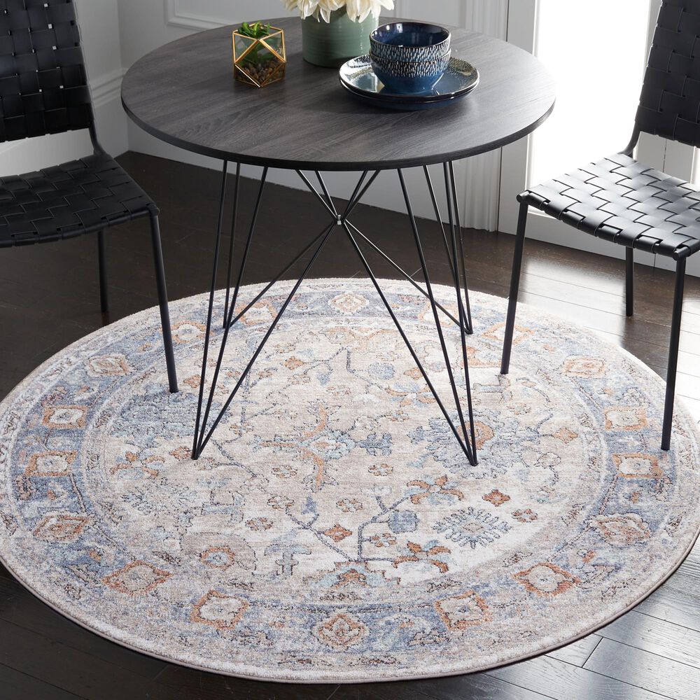 Safavieh Jasmine JSM343A 5&#39;3&quot; Round Ivory and Blue Area Rug, , large