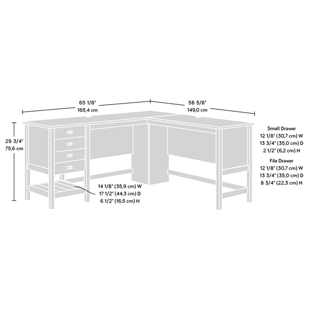 Sauder Cottage Road L-Shaped Desk in Raven Oak and Lintel Oak, , large