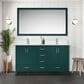 Lexora Home Jacques 60" Double Bathroom Vanity in Green with 2 cm White Cultured Marble Top and Rectangular Sinks, , large