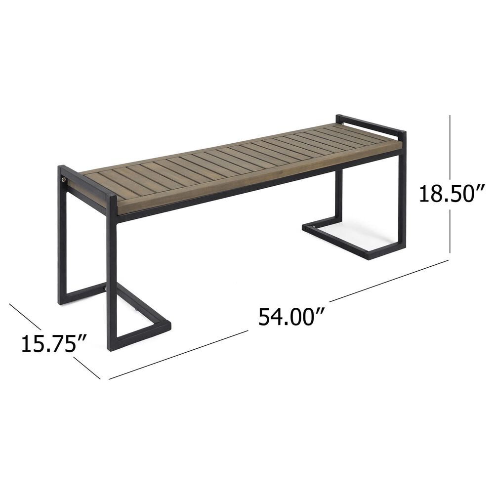 Hearth and Haven Hopkins Patio Bench in Grey and Black, , large