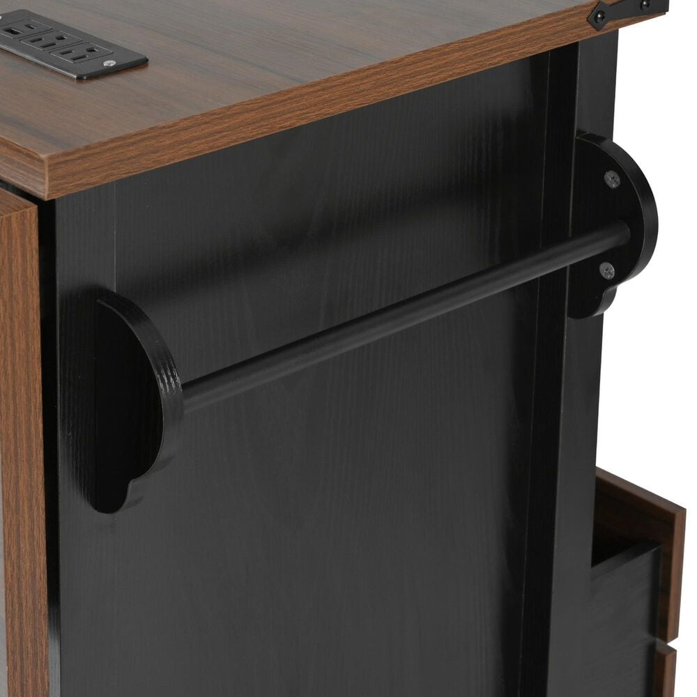 HOMLUX 54" Kitchen Island with Drop Leaf in Black, , large