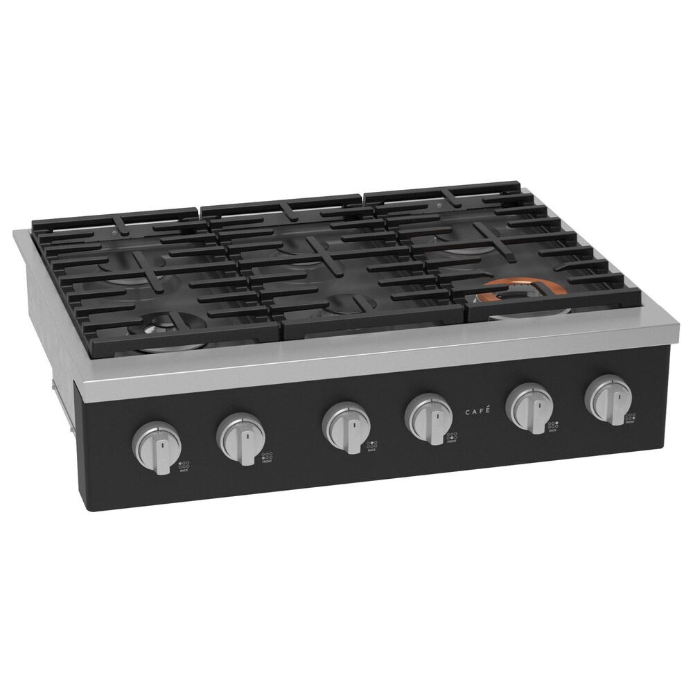 Cafe 36&quot; Natural Gas Rangetop with 6-Burner in Matte Black and Brushed Stainless, , large