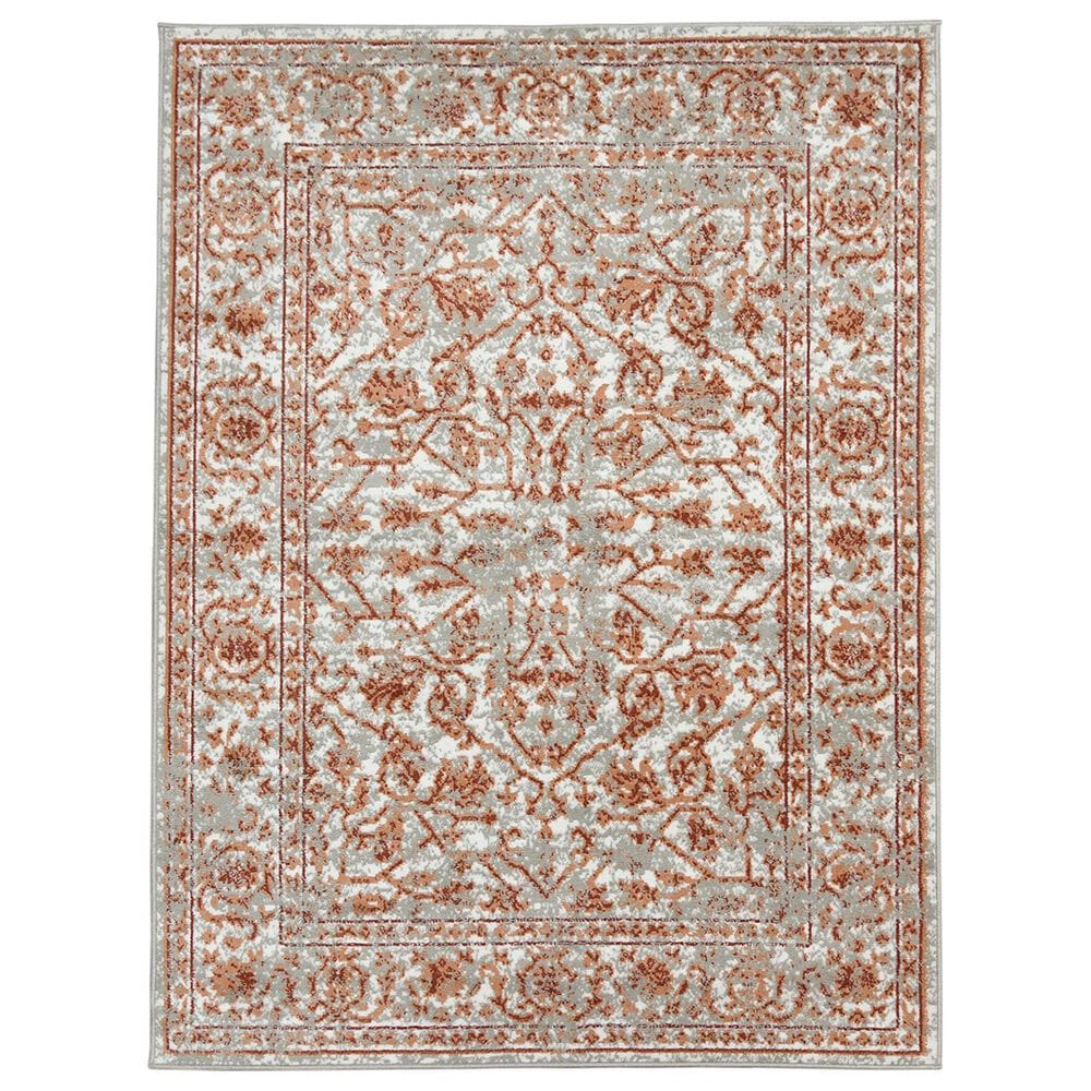 Amer Rugs Alpine 9"2" x 12"2" Orange and Gray Area Rug, , large