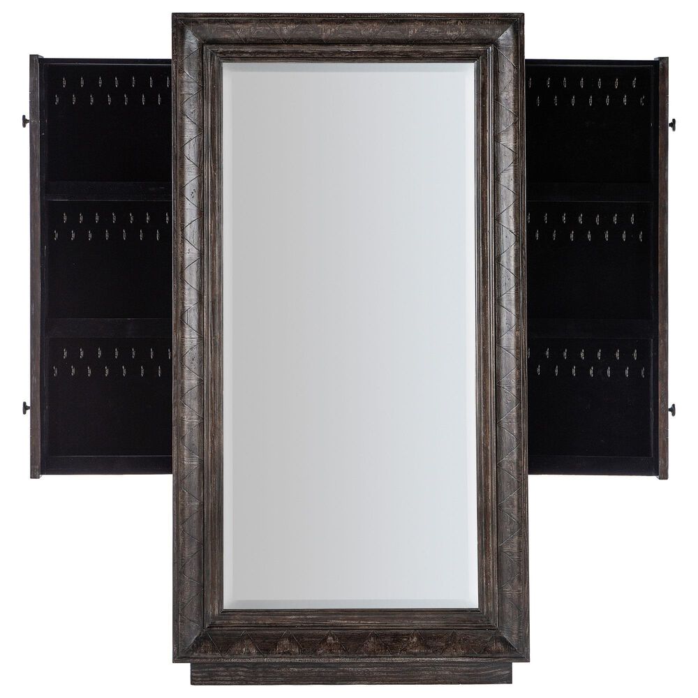 Hooker Furniture Traditions Floor Mirror with Hidden Jewelry Storage in Rich Brown and Grey, , large