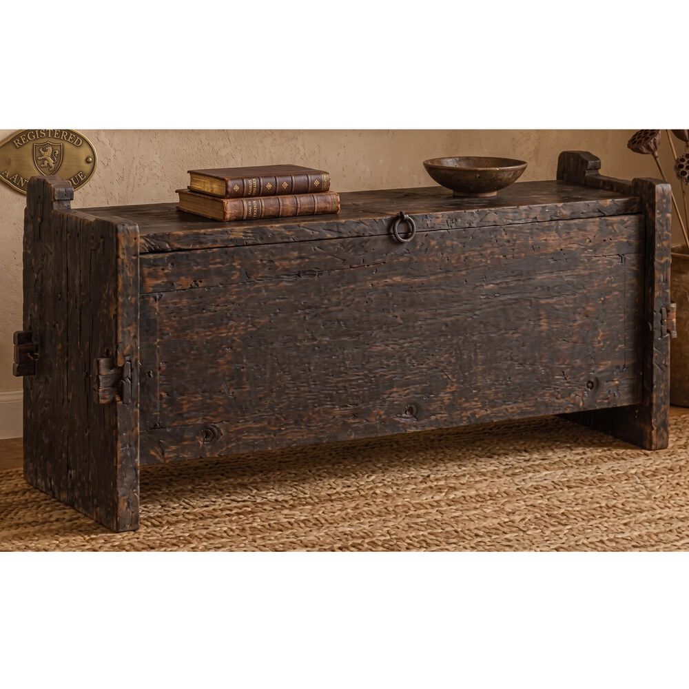 Jaipur Home One of a Kind Tribal Ivory Currency Storage Trunk in Brown and Black, , large