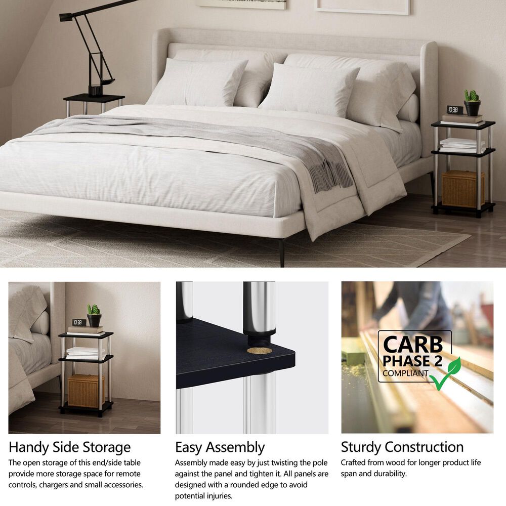 HOMLUX 3-Tier Turn-N-Tube End Table in Americano and Chrome (Set of 2), , large