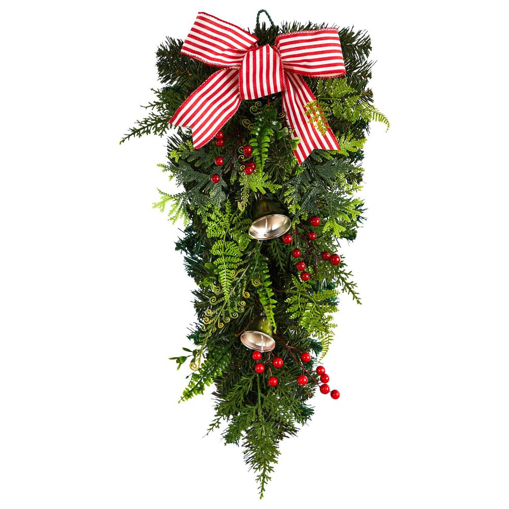 Nearly Natural Inc 26in. Holiday Christmas Bells and Bow Artificial Swag, , large