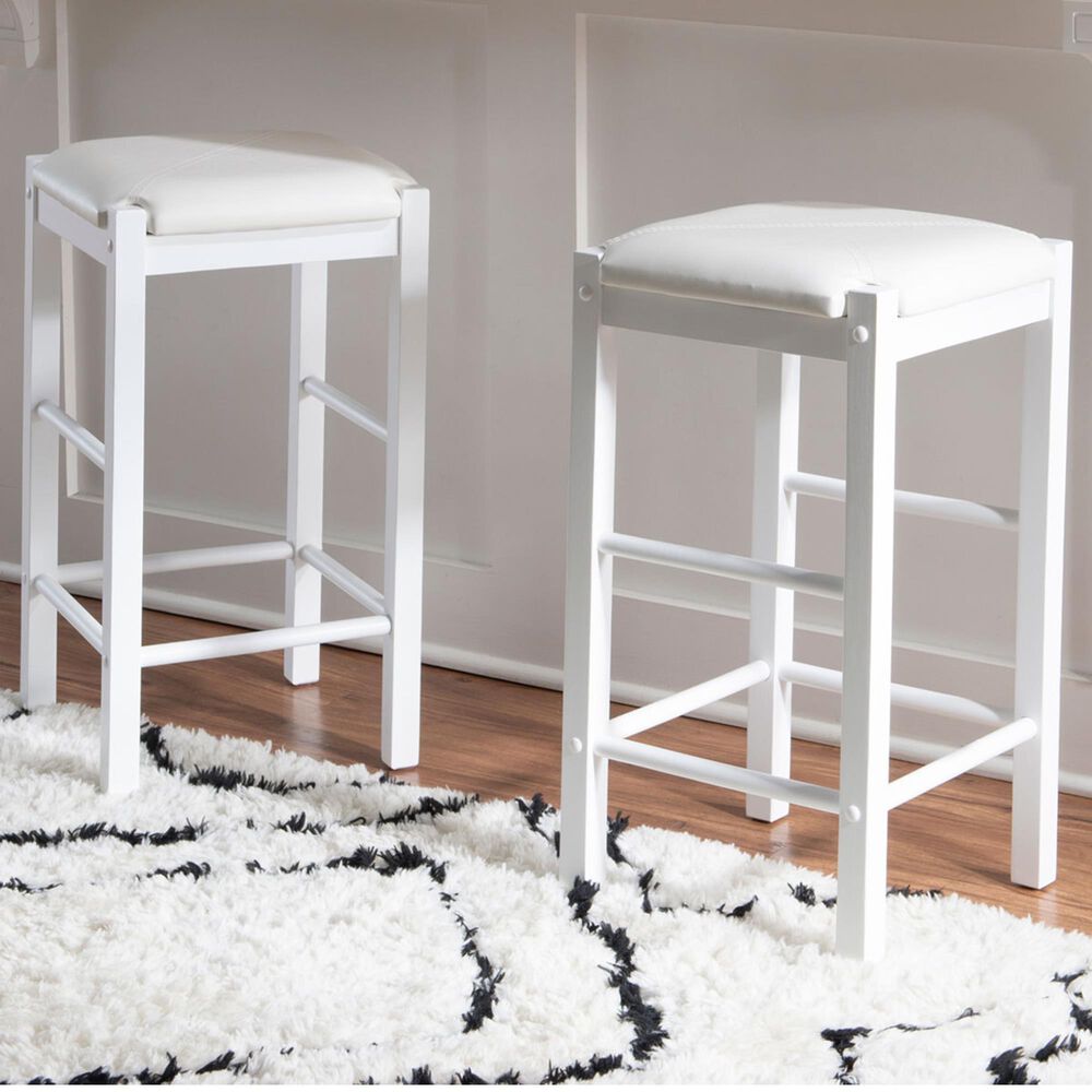 Linon Home Decor Lancer Counter Stool in White (Set of 2), , large