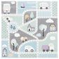 Safavieh Carousel 4" Square Grey and Light Blue Kids  Area Rug, , large