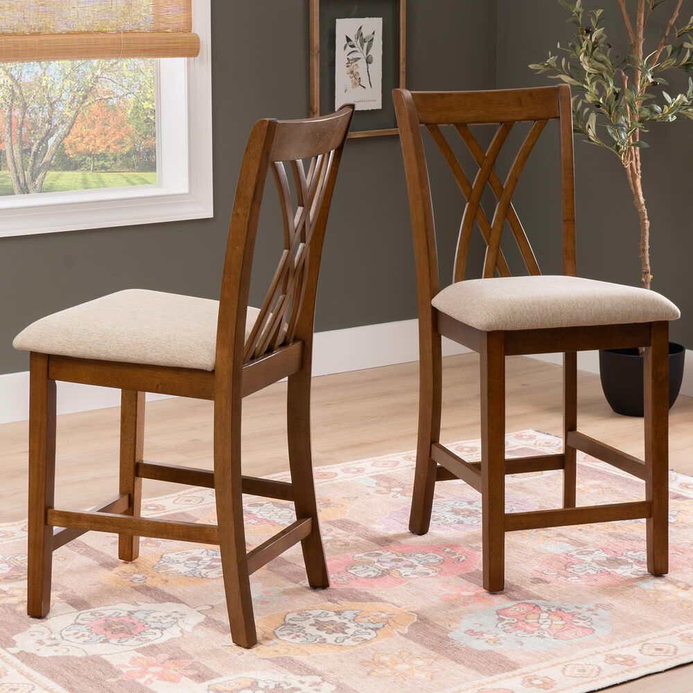 Linon Home Decor Maggie Counter Stool in Brown (Set of 2), , large