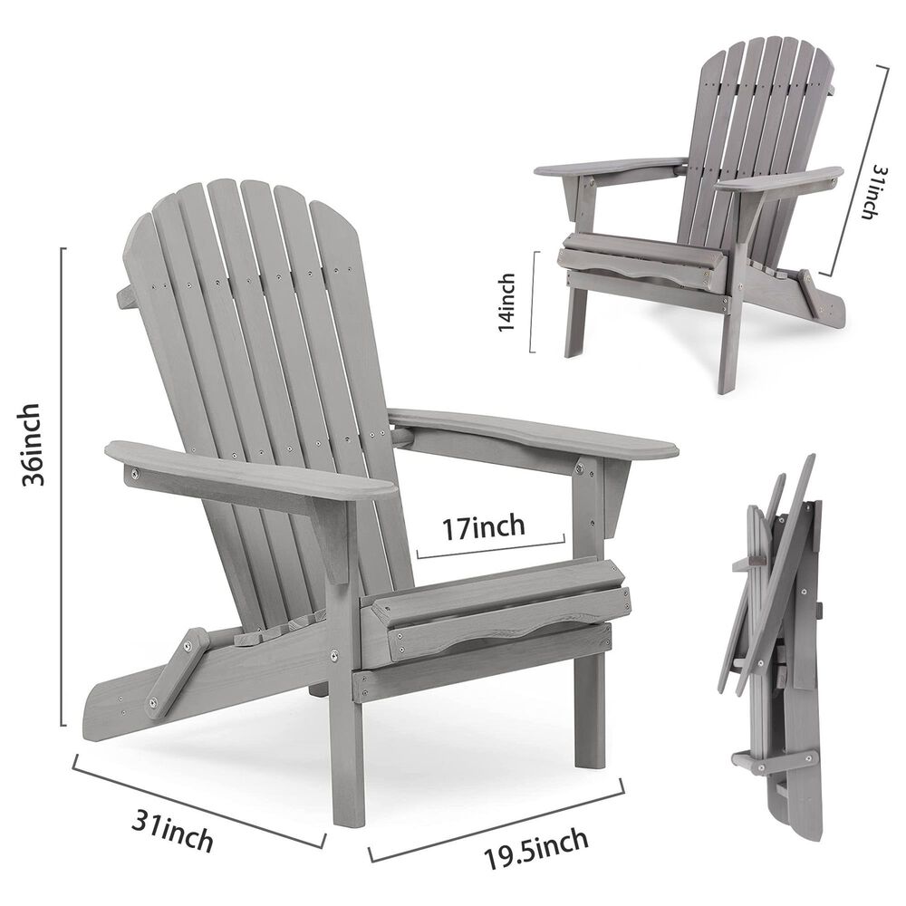 Hearth and Haven Outdoor Folding Adirondack Chair in Gray &#40;Set of 2&#41;, , large