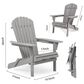 Hearth and Haven Outdoor Folding Adirondack Chair in Gray (Set of 2), , large