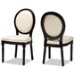 Baxton Studio Louis Side Chair with Beige Cushion in Black (Set of 2), , large