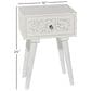 Maple and Jade Intricately Carved Single Drawer Scroll Accent End Table in Distressed White, , large