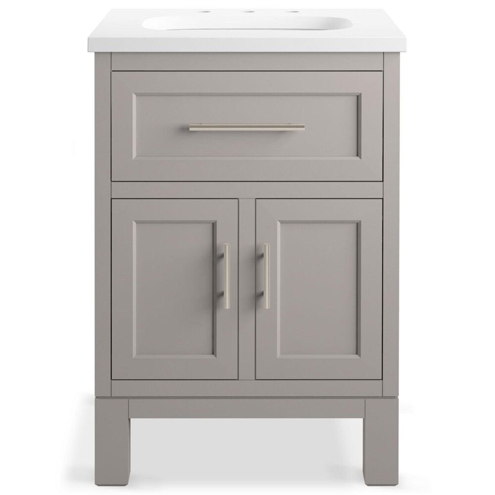 Kohler Quo 24&quot; Single Bathroom Vanity in White with 3 cm Pure White Quartz Top and Oval Sink, , large