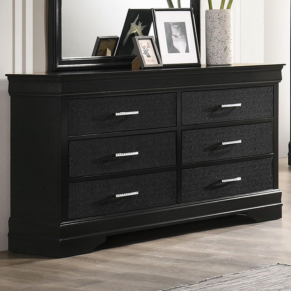 Crown Mark Amalia 6-Drawer Dresser in Black, , large