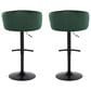 LumiSource Claire Swivel Adjustable Barstool with Green Velvet Upholstery in Black (Set of 2), , large