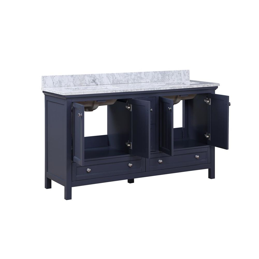 Aurafina Cunningham 60&quot; Vanity with Top and 2 Sinks in Harbor Blue, , large