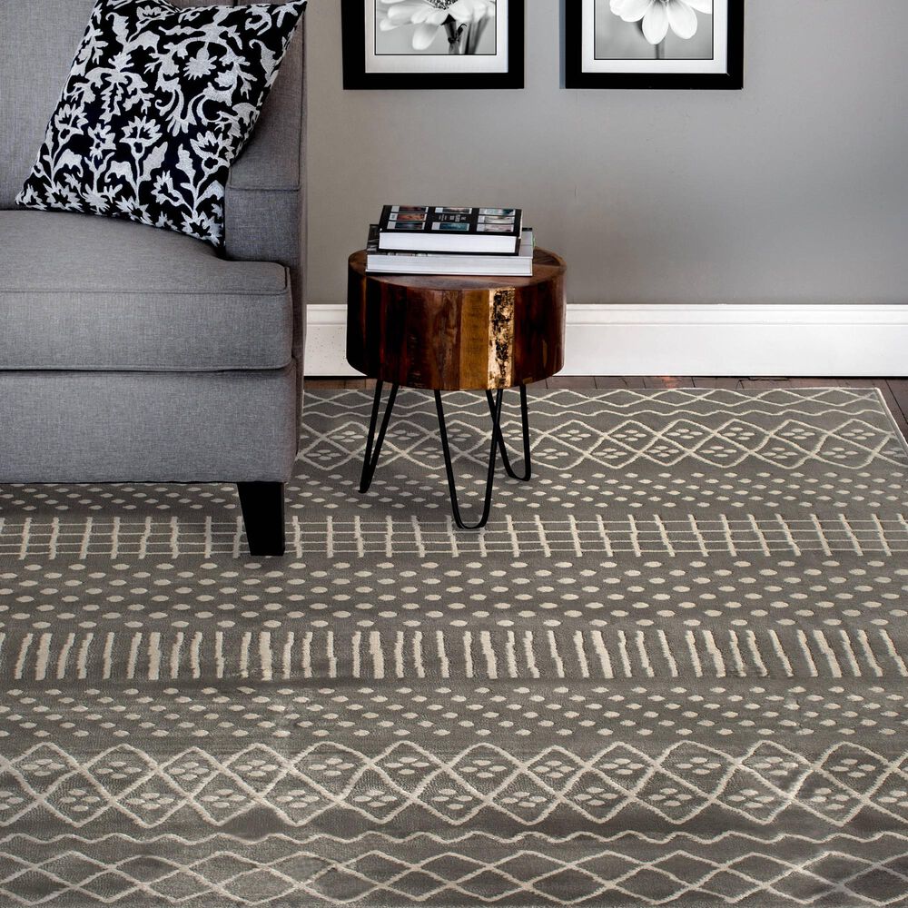Central Oriental Corso Alvis 5&#39; x 7&#39;6&quot; Grey and White Area Rug, , large