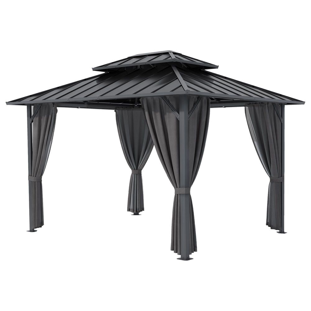 HOMLUX 10" x 12" Patio Hardtop Gazebo with Aluminum Posts in Dark Gray, , large