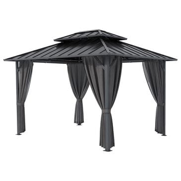 HOMLUX 10" x 12" Patio Hardtop Gazebo with Aluminum Posts in Dark Gray, , large