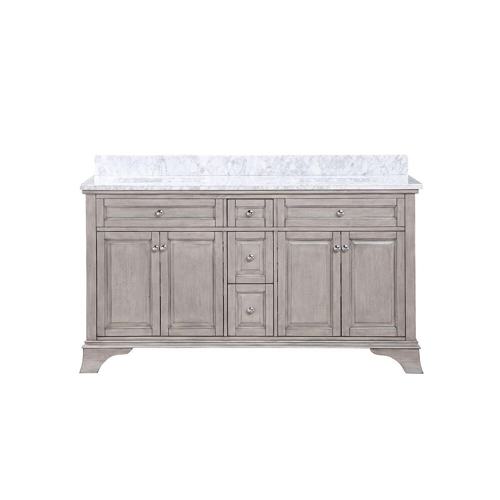 Aurafina Wainwright 60" Vanity with Top and 2 Sinks in Old Harbor Gray, , large