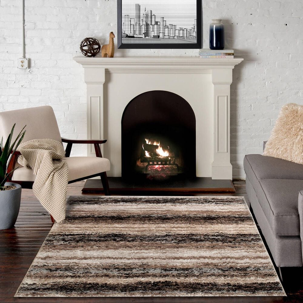 Central Oriental Structures Torrent Mount Vernon 5&#39; x 7&#39;6&quot; Soot and Parchment Area Rug, , large